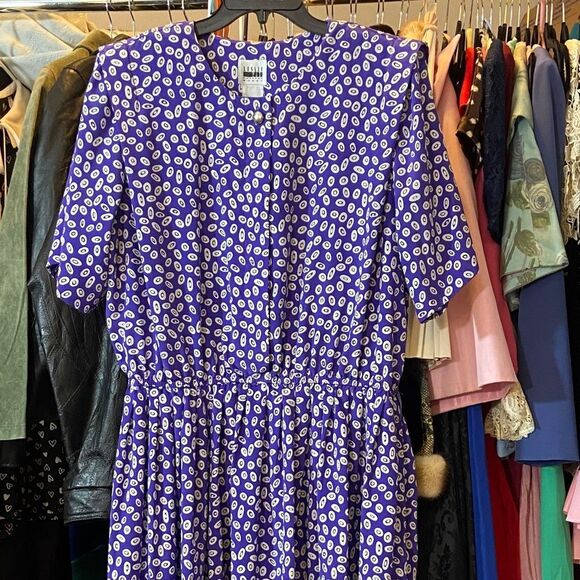 LELIE FAY Purple And White Patterned Women's Dress Plus 22 Aproxímate No Tag Sz - Picture 2 of 10